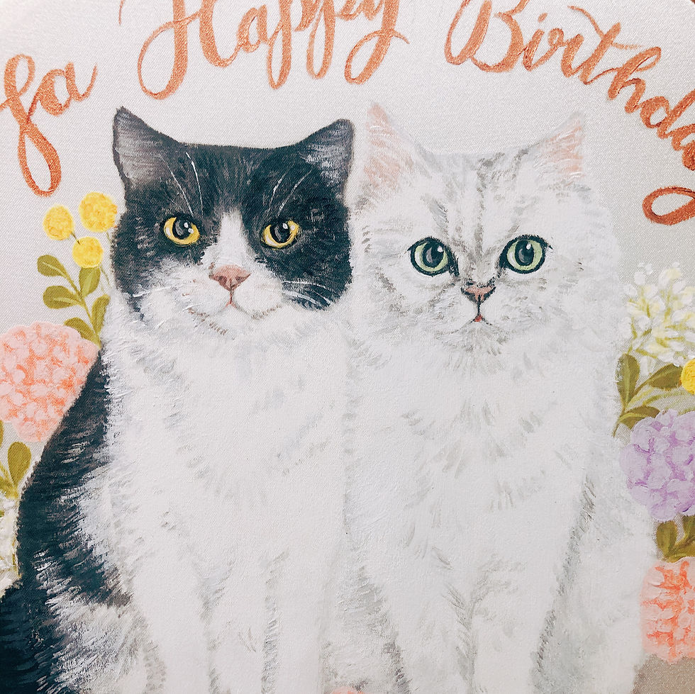 Thumbnail: Personalised Hand Painted Silk Pet Portrait - Pet Memorial Gift - Circle L