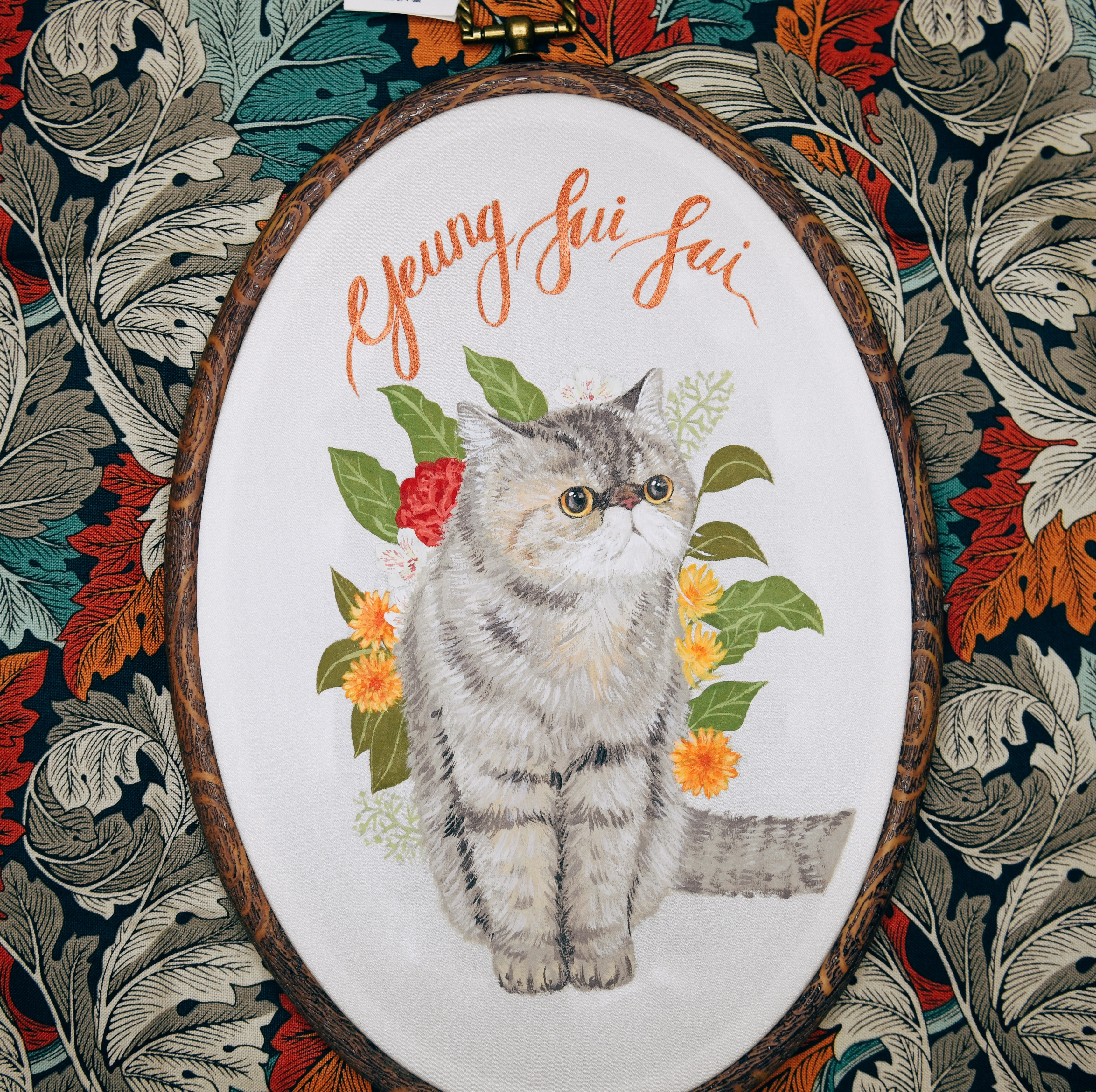 Personalised Hand Painted Silk Pet Portrait -Pet Memorial Gift, Pet's lover gift