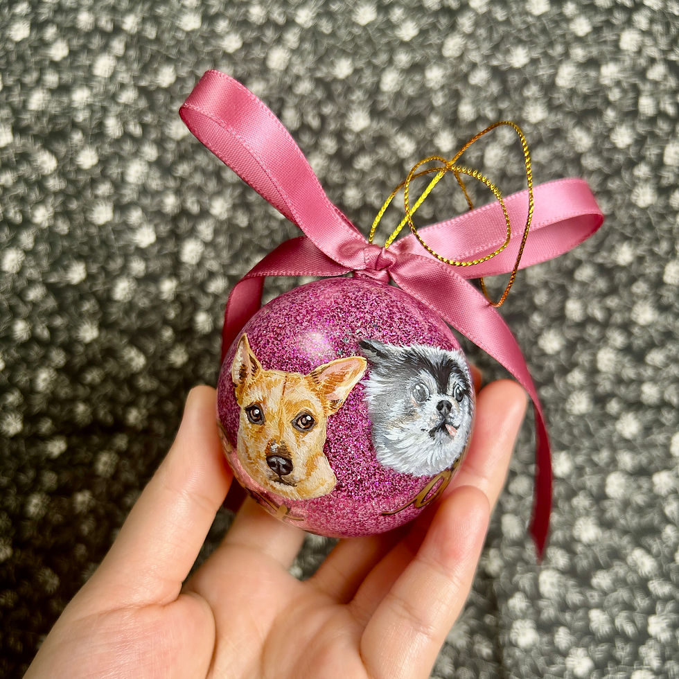 Thumbnail: Personalised Pet Bauble - Dog portrait Ornament - Christmas Gift