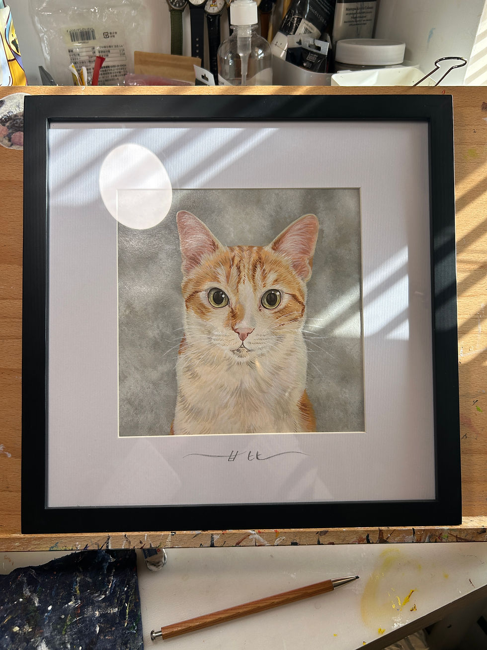 Thumbnail: Custom Pet Portrait in Frame: Hand Painted Pet Memorial Gift, Pet Painting