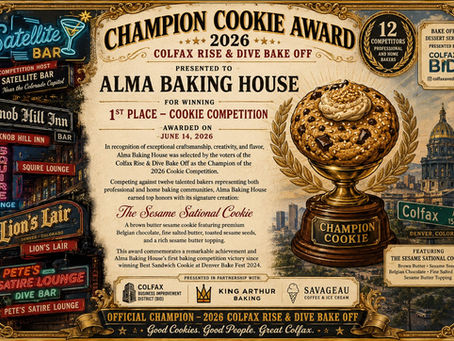 We Did It! Alma Baking House Wins the 2026 Colfax Rise & Dive Cookie Competition 🏆🍪