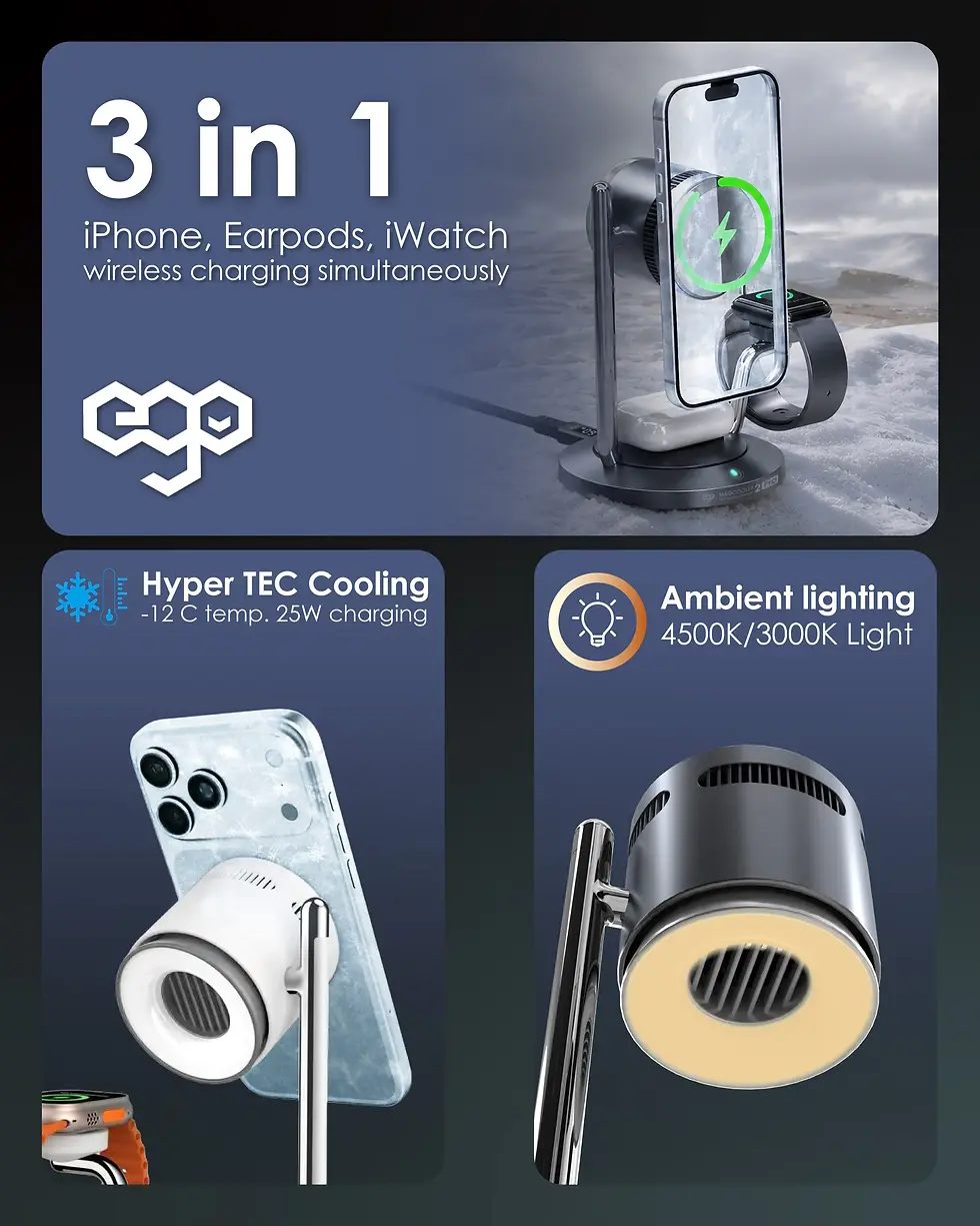 Thumbnail: EGO MagCooler 2Pro 3in1 Qi2 wireless charging stand