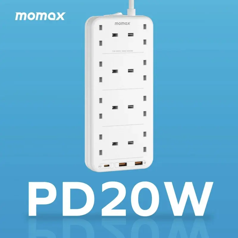 Momax ONEPLUG PD20W 2A1C 8位拖板 US5