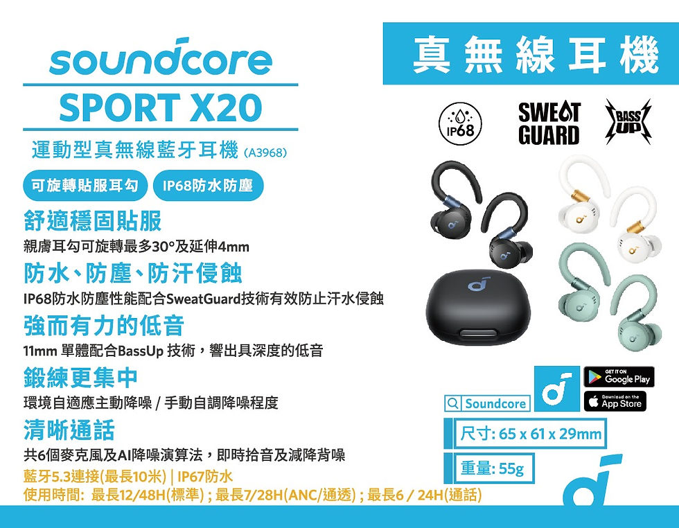 Thumbnail: Anker Soundcore Sport X20 ANC 主動降噪運動型真無線藍牙耳機
