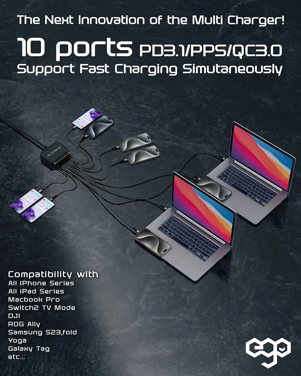Thumbnail: EGO 320W EXTREME CP2 10USB GaN 充電器 EGO-0261