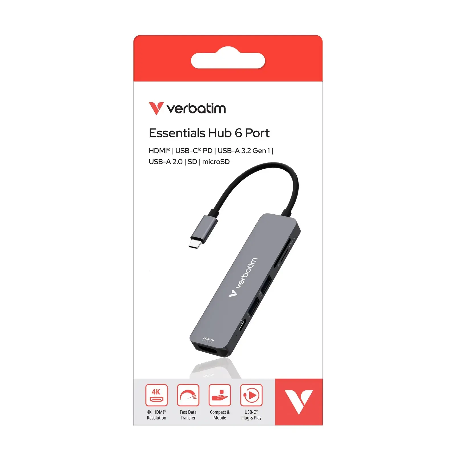 Verbatim Essentials USB-C 6端口擴展器 32156