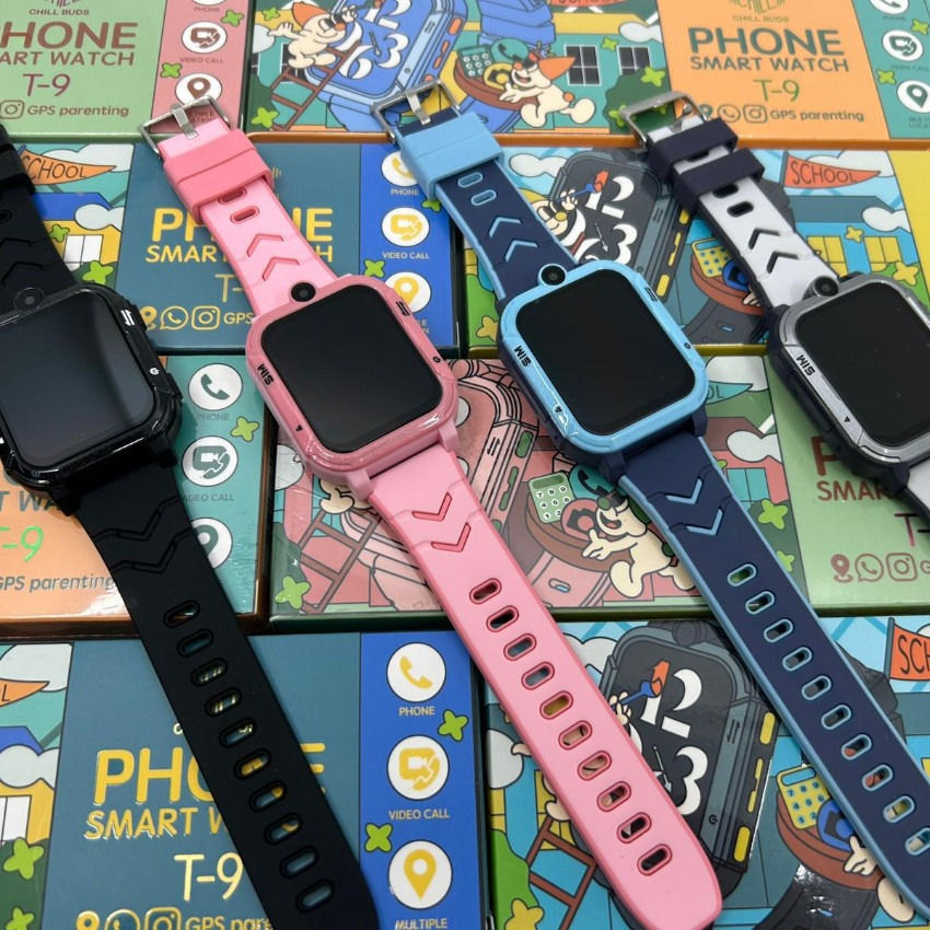 Chillbuds T9 GPS smartwatches in black, pink, and blue