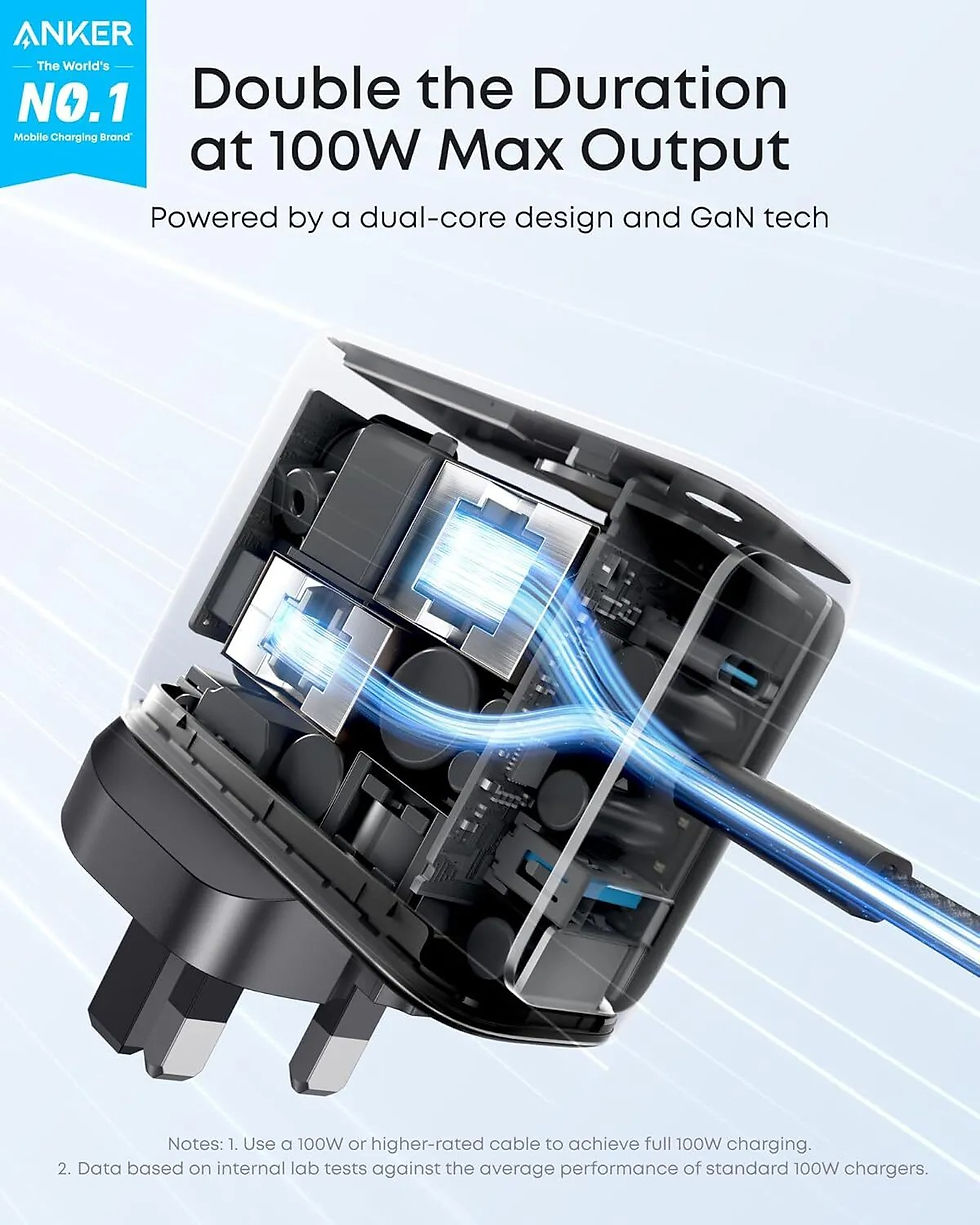 Thumbnail: Anker Charger (100W, 3 Ports, Smart Display) 3輸出牆插充電器連 USB-C 充電線 B121B