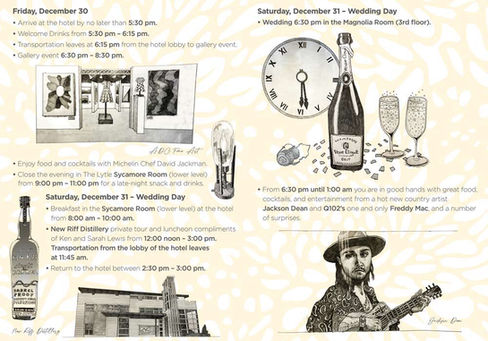 N+K client wedding brochure design. Illustrations included.