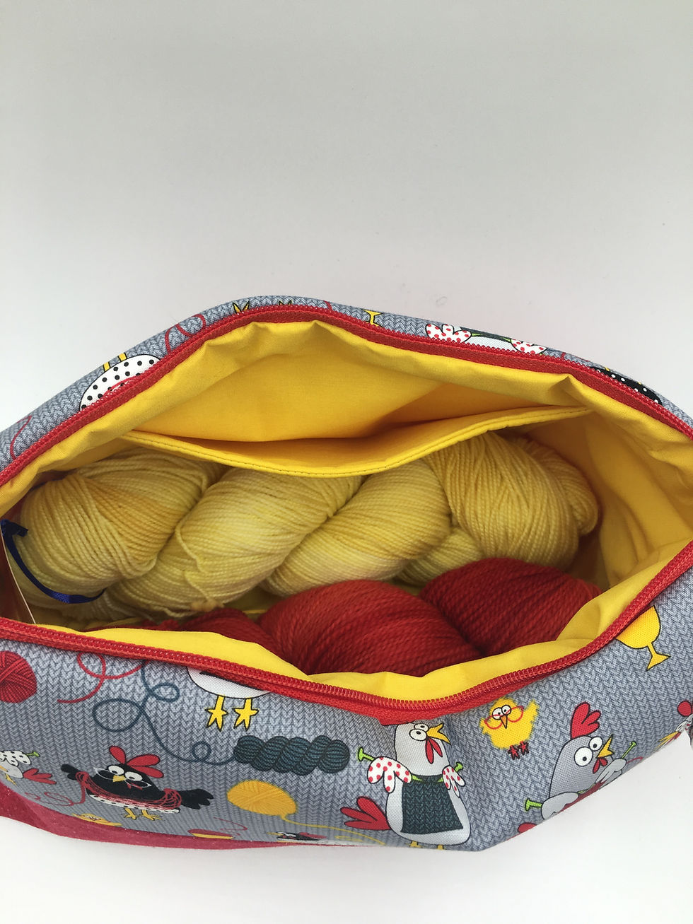 Thumbnail: betwixt bag: "red knittin' chickens'"