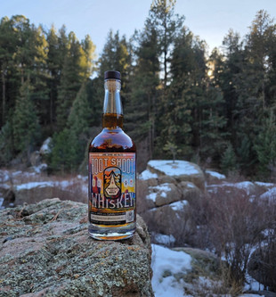 The label for Root Shoot American Single Malt with custom artist label by Mallory Cash from Loveland Colorado, best ASM in CO, possibly the United States, better than Stranahan's, Westland
