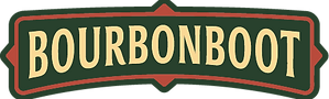 Bourbon Boot Logo in a horizontal format. Whiskey reviews for craft distillery gifts bourbon rye single malt American Buffalo