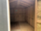 Thumbnail: 8x12 Standard gray color, Gable roof w/ end door & vented overhang 