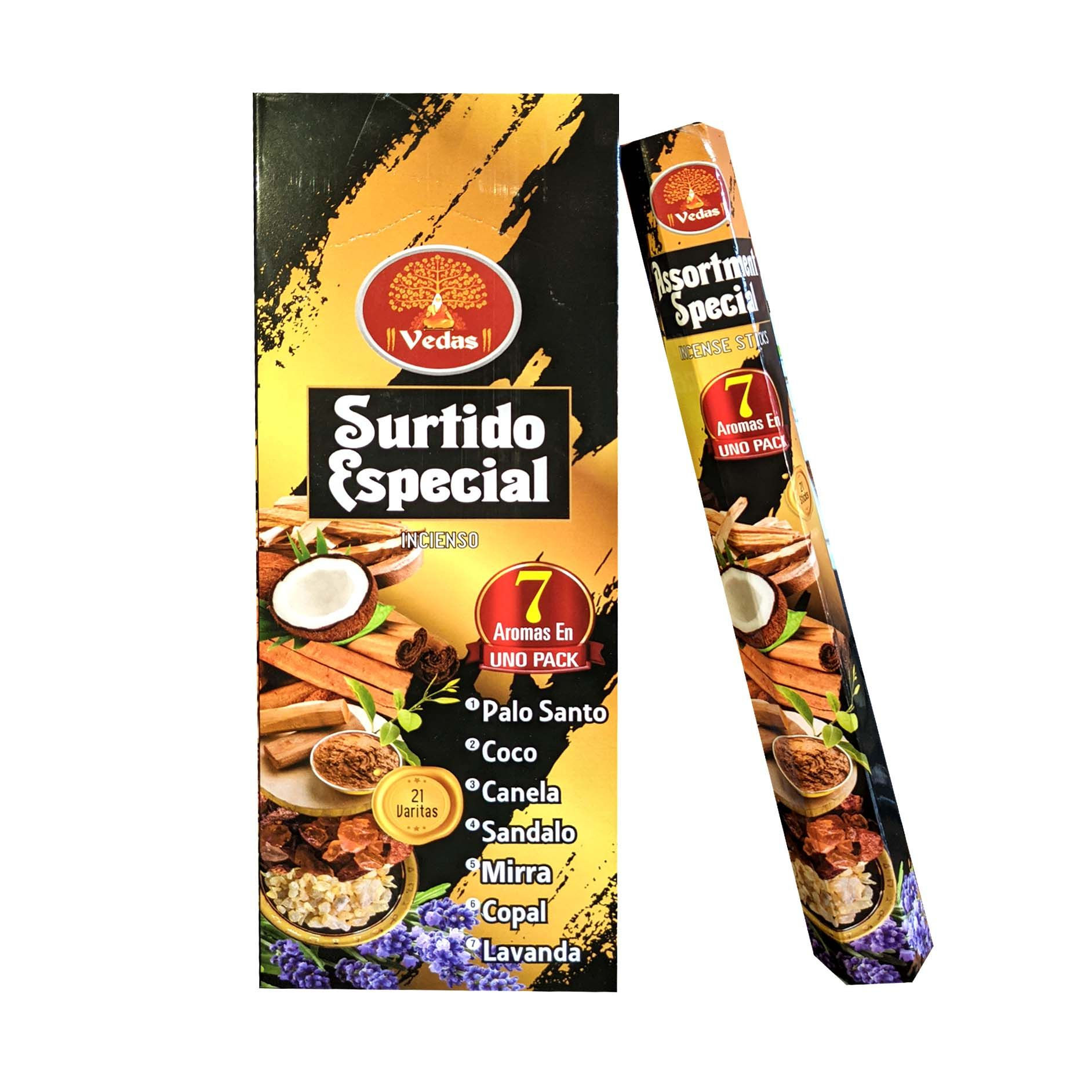 Incienso Vedas Hexagonal Surtido Especial - 7 Aromas