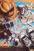 Overhead view of Traveler's accessories,