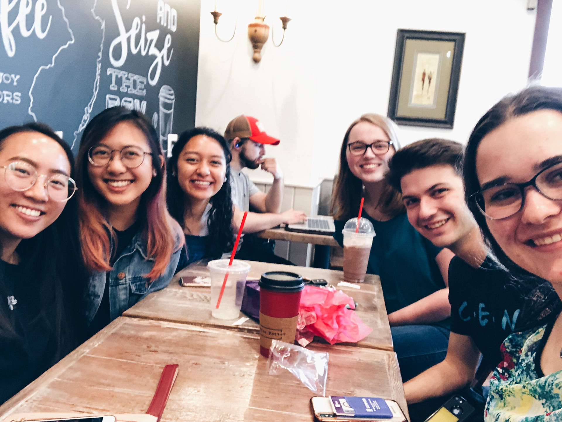 The whole group at The Coffee Potter! (left) Stephanie, Brenda, Me (right) Sabrina, Mike, Eileen