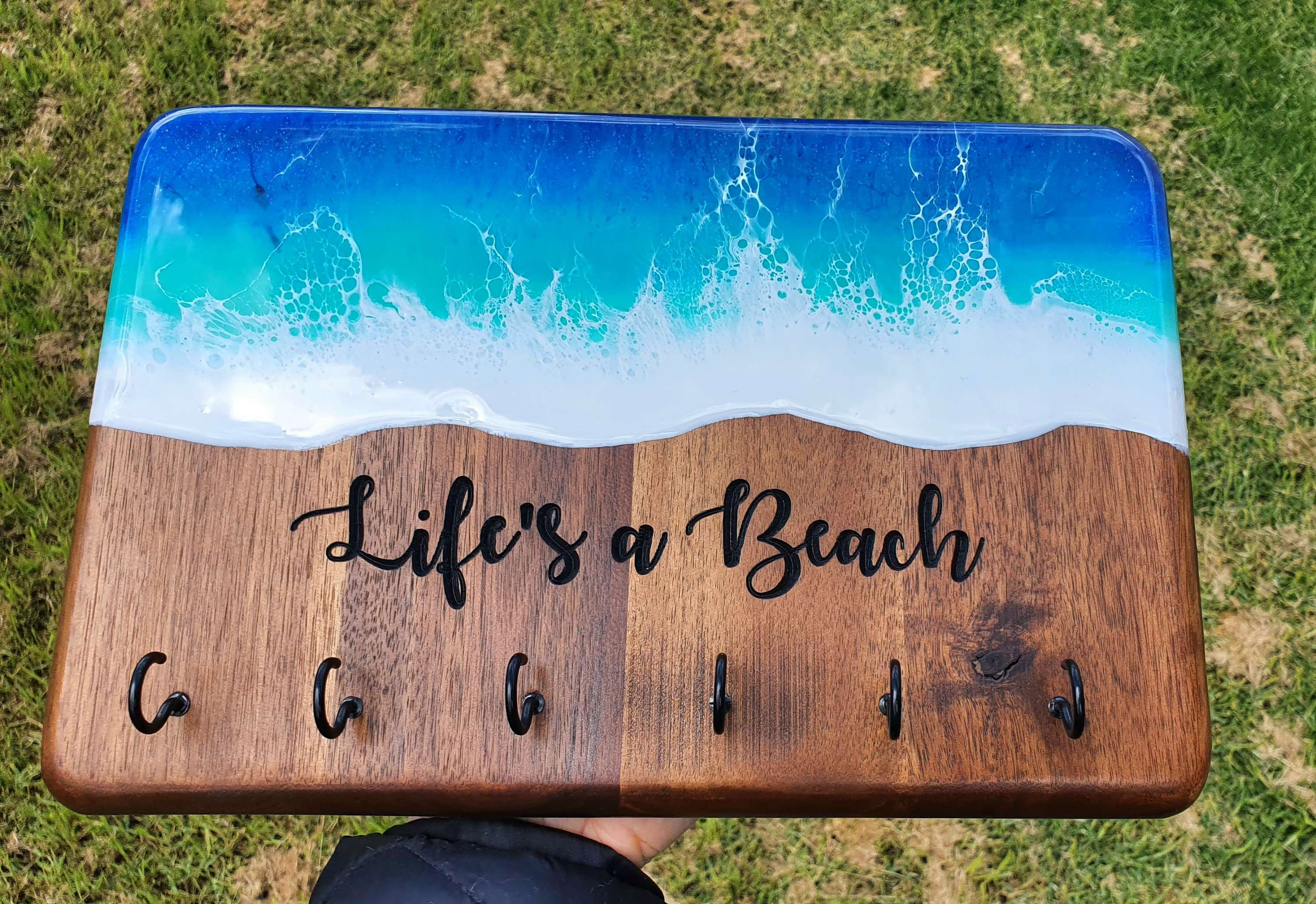 Life's a beach - handcrafted Timber and resin key rack