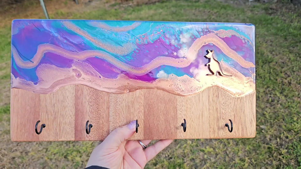 Thumbnail: Resin and timber keyrack with a Kangaroo friend