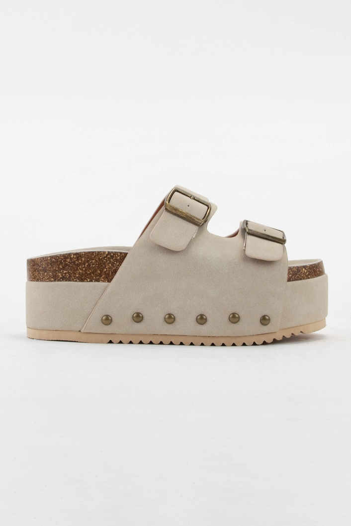 nude suede platform sandal