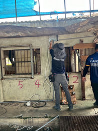 養豬場區域監視器佈線施工中