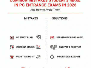 common PG exam mistakes and solutions. Mistakes: no study plan, ignoring mocks, poor time management. Solutions: strategize, analyze, prioritize.