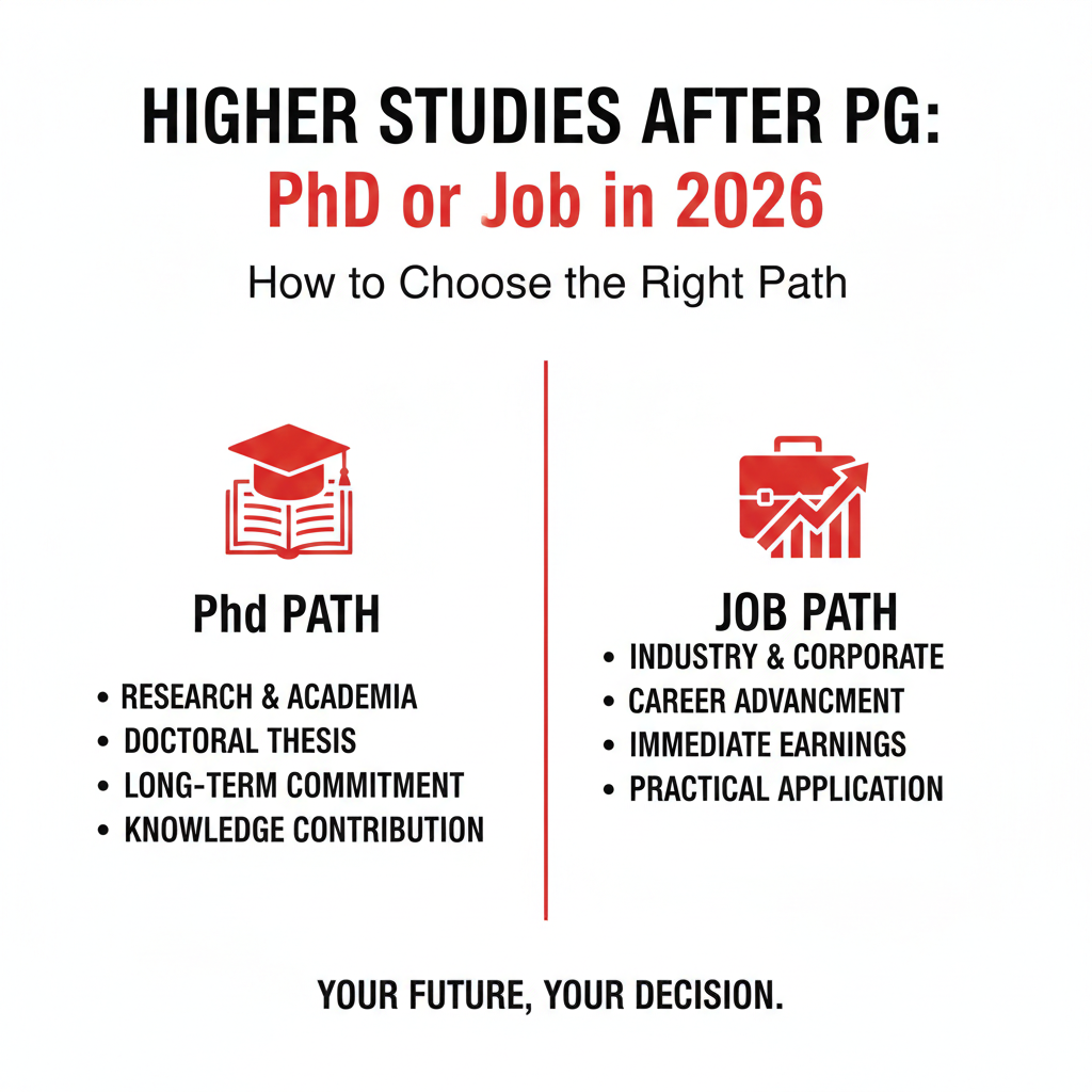 Phd Path Higher Studies After PG: PhD or Job in 2026 — How to Choose the Right Path