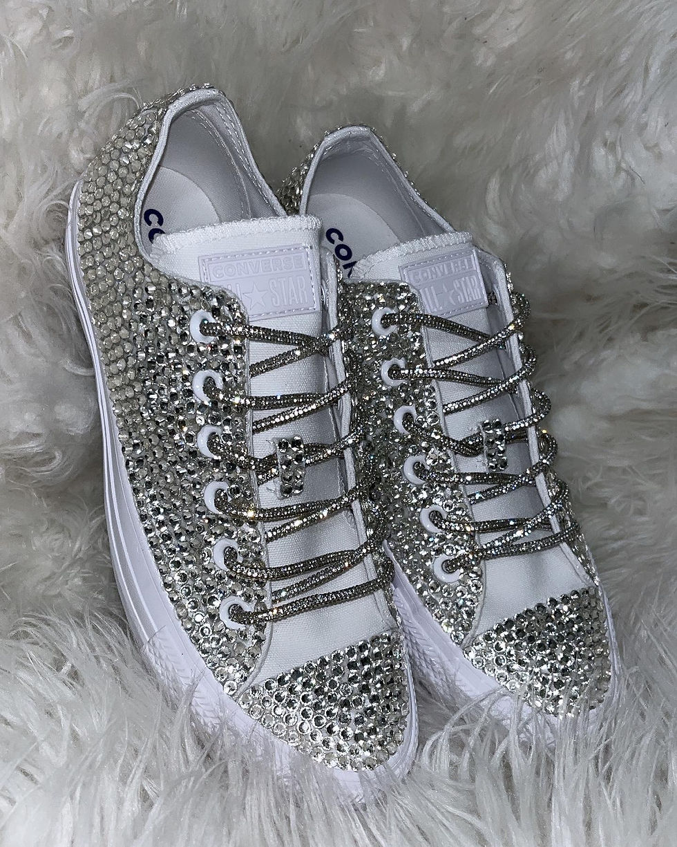 Thumbnail: Custom Rhinestone Converse Adult Sneakers | Handmade Crystal Bridal & Event Shoe