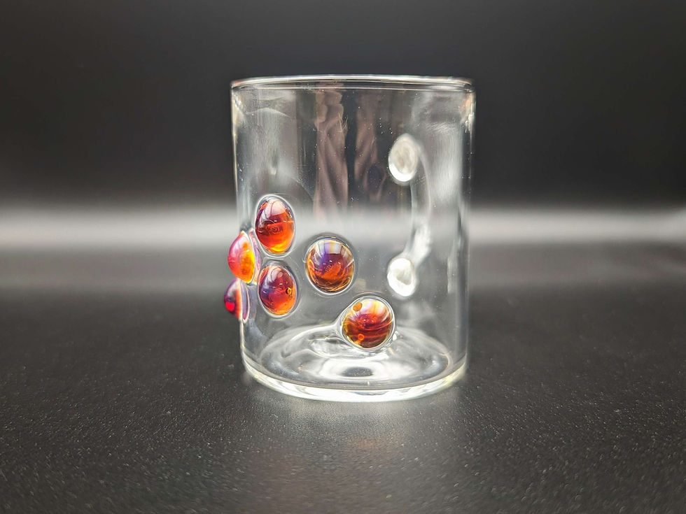 Thumbnail: Glass Espresso Cup with Amber Purple Spots, handmade blown glass
