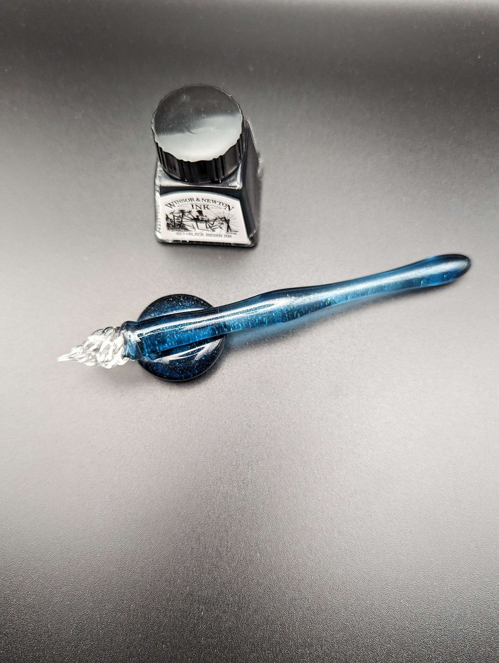 Thumbnail: Blue Sparkle Dip Pen, handmade glass calligraphy pen
