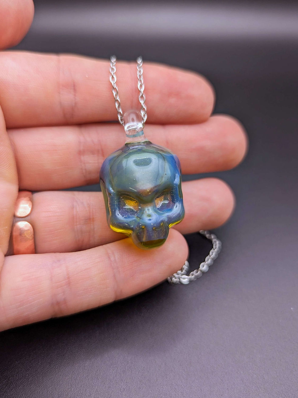 Thumbnail: Skull Pendant - Jungle Sparkle Handmade Skull