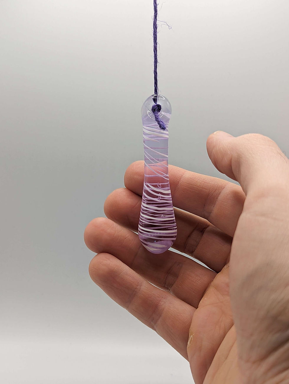 Thumbnail: Light pull, purple swirled handmade glass lightpull