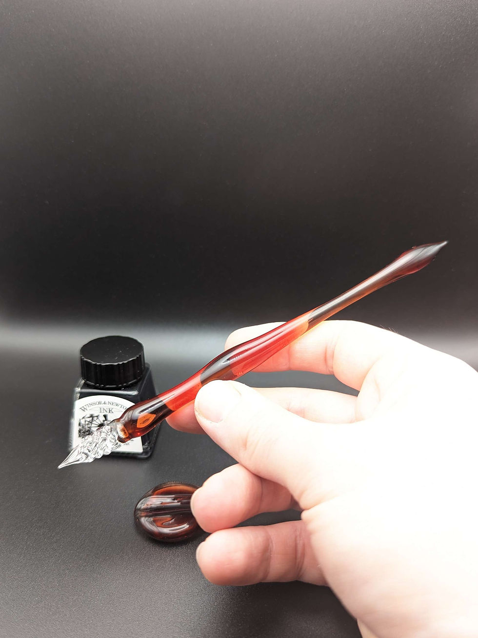 Thumbnail: Red Transparent Calligraphy Pen,  Handmade Glass Dip Pen