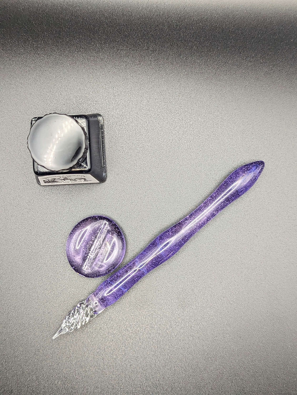 Thumbnail: Short Purple Calligraphy Pen,  Handmade Glass Dip Pen