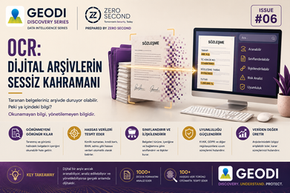 GEODI OCR ile taranmış belgelerin aranabilir ve analiz edilebilir hale getirilmesini gösteren dijital arşiv görseli