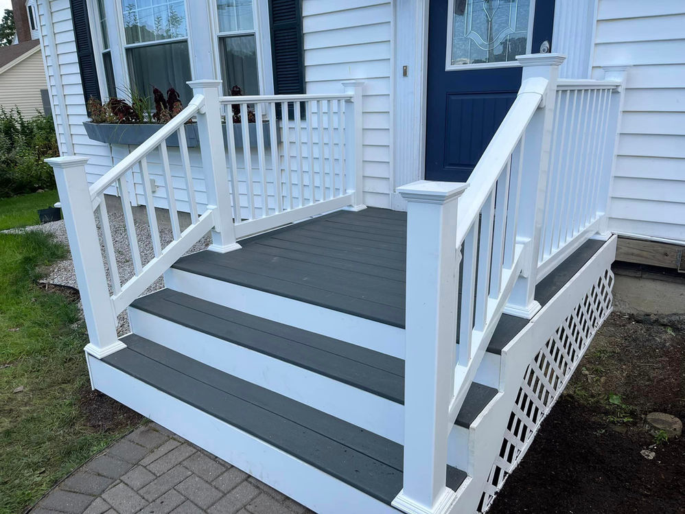 Newly built exterior stairs and railing installation project