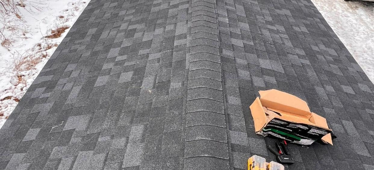 Completed architectural shingle roof installation