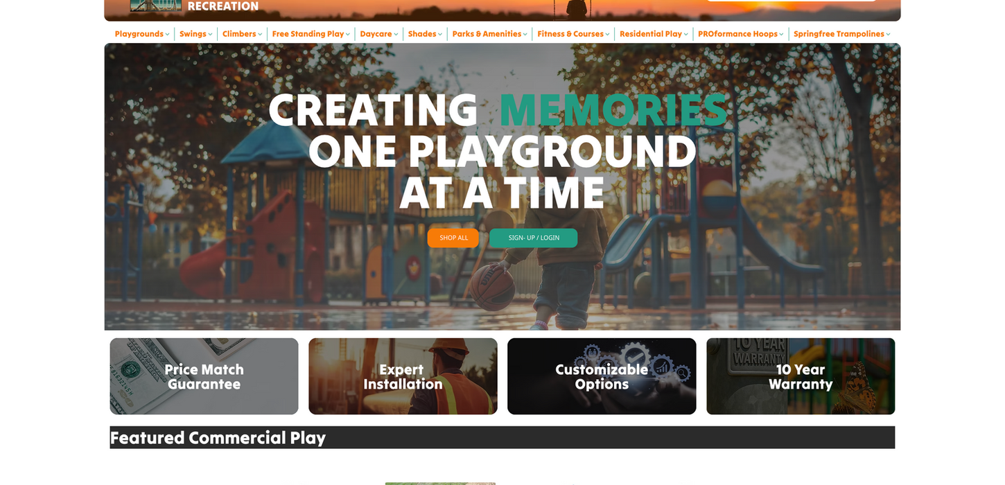 Website homepage for One State, Your Playground Specialist