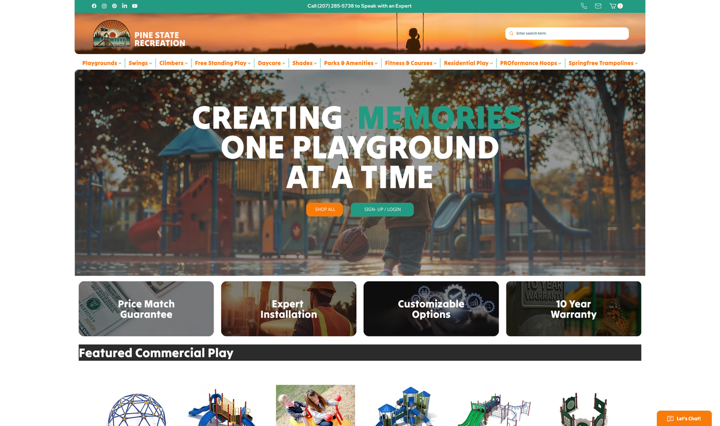 Website homepage for One State, Your Playground Specialist