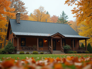 Newly installed roof on a Maine home in Autumn by Marsters Roofing