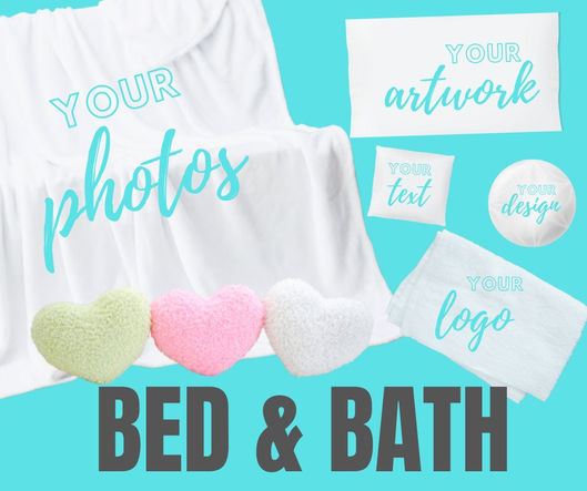 Custom sublimated bed pillows and bath towels.