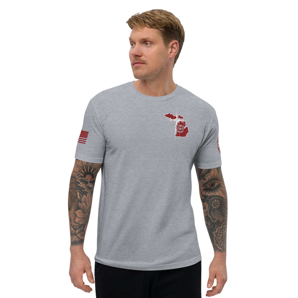 Thumbnail: MICHIGAN STRONG THROUGH CHRIST Fitted T-shirt