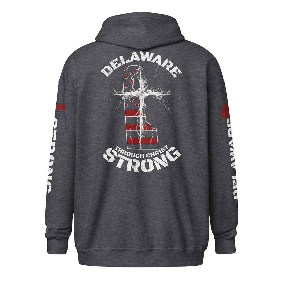 Thumbnail: DELAWARE STRONG THROUGH CHRIST Zip up Hoodie