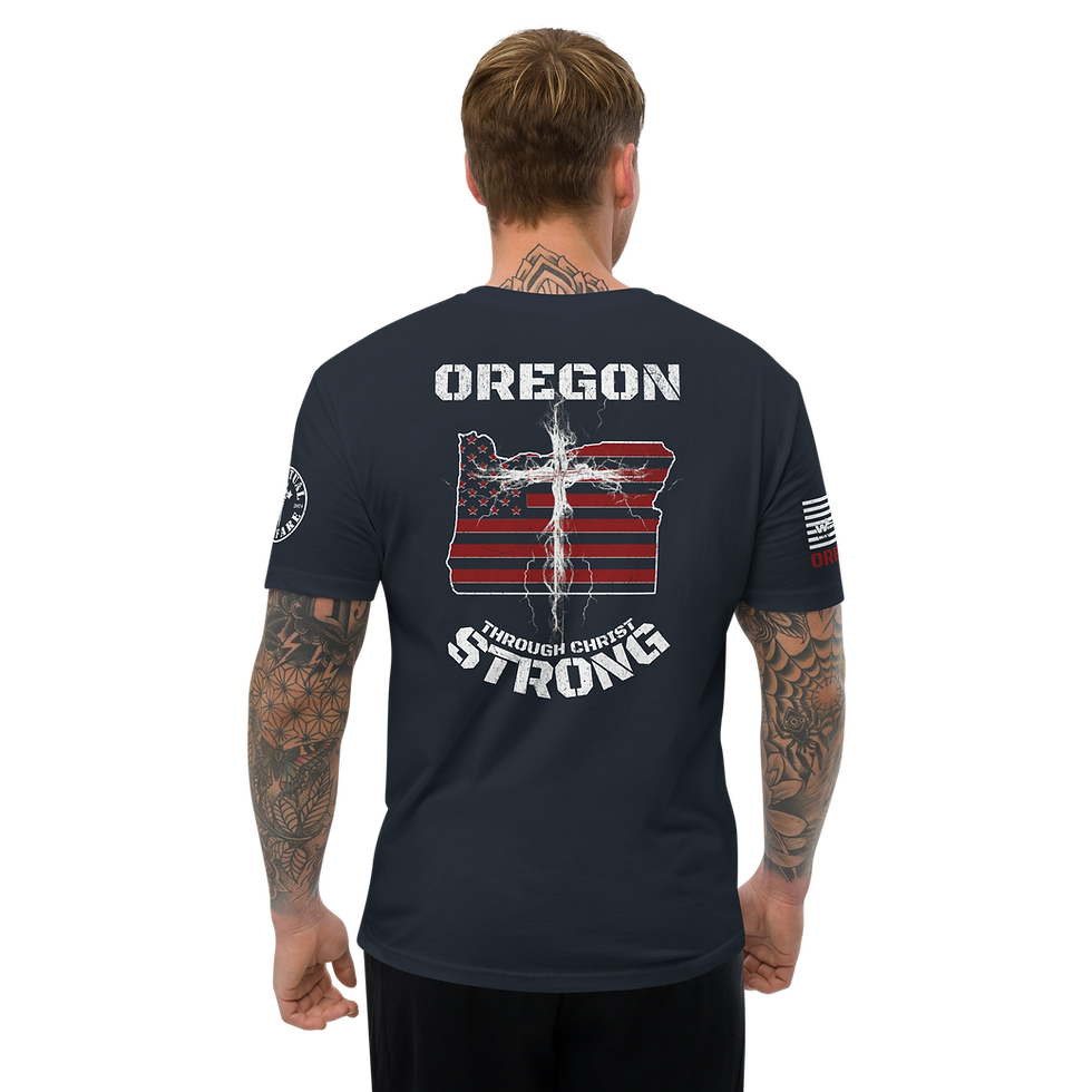 Thumbnail: OREGON STRONG THROUGH CHRIST Fitted T-shirt