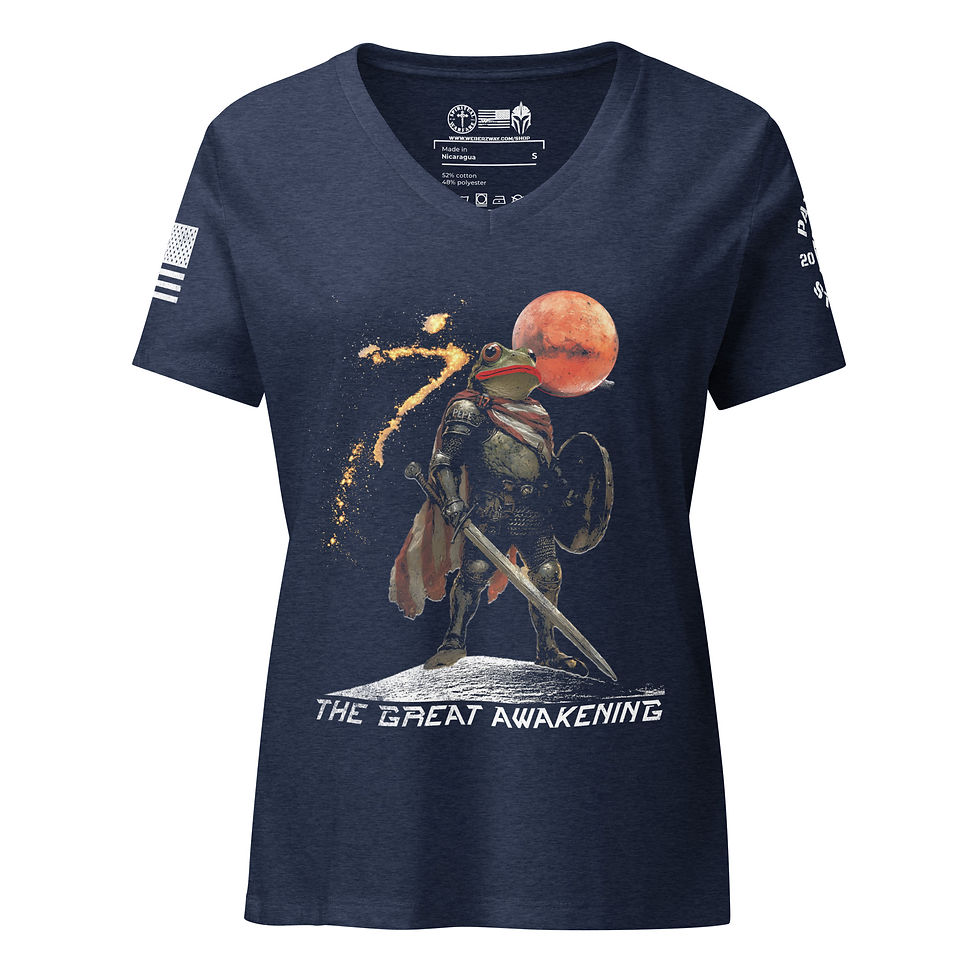 Thumbnail: PEPE THE GREAT AWAKENING Women’s relaxed v-neck t-shirt