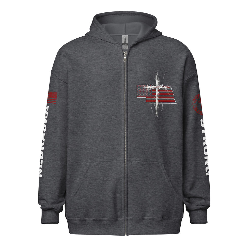 Thumbnail: NEBRASKA STRONG THROUGH CHRIST Zip up Hoodie