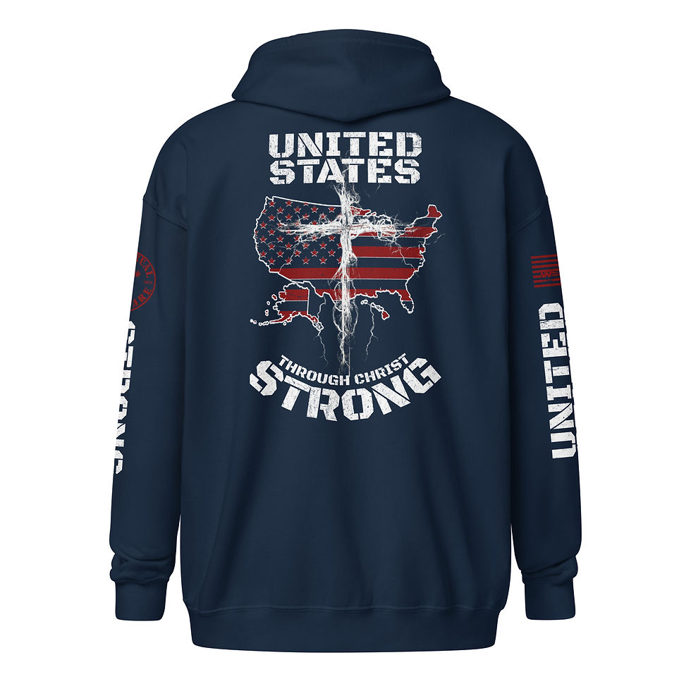 Thumbnail: UNITED STATES STRONG THROUGH CHRIST Zip up Hoodie