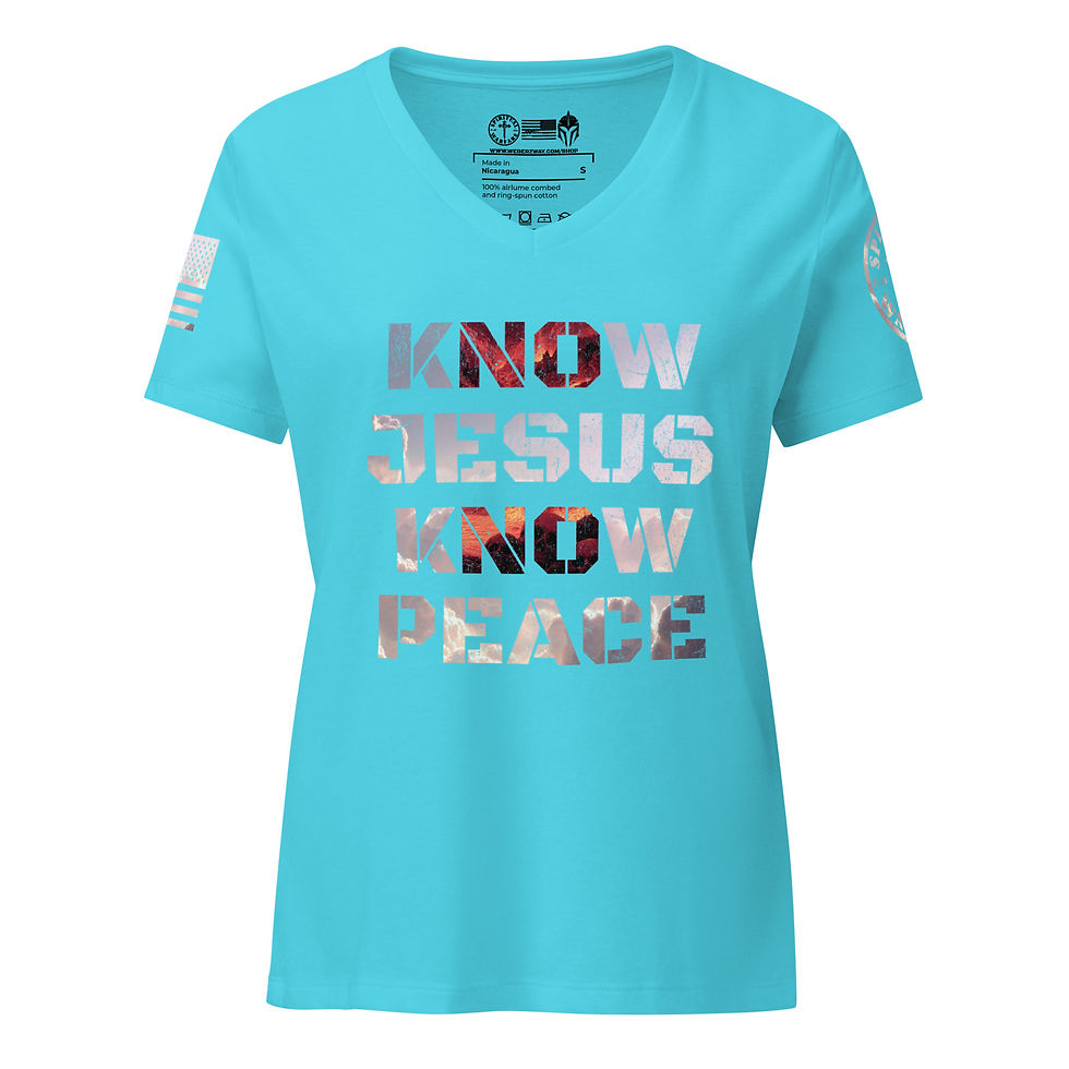 Thumbnail: KNOW JESUS KNOW PEACE Women’s V-neck T-shirt