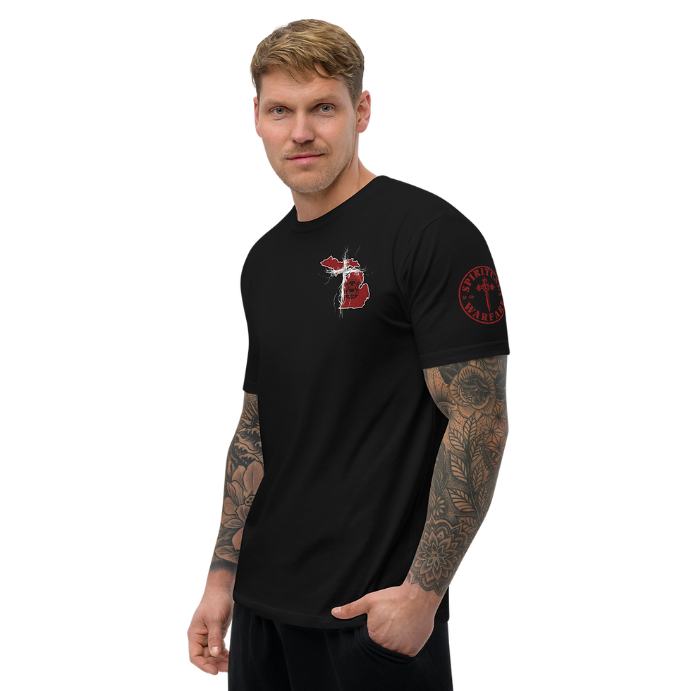 Thumbnail: MICHIGAN STRONG THROUGH CHRIST Fitted T-shirt