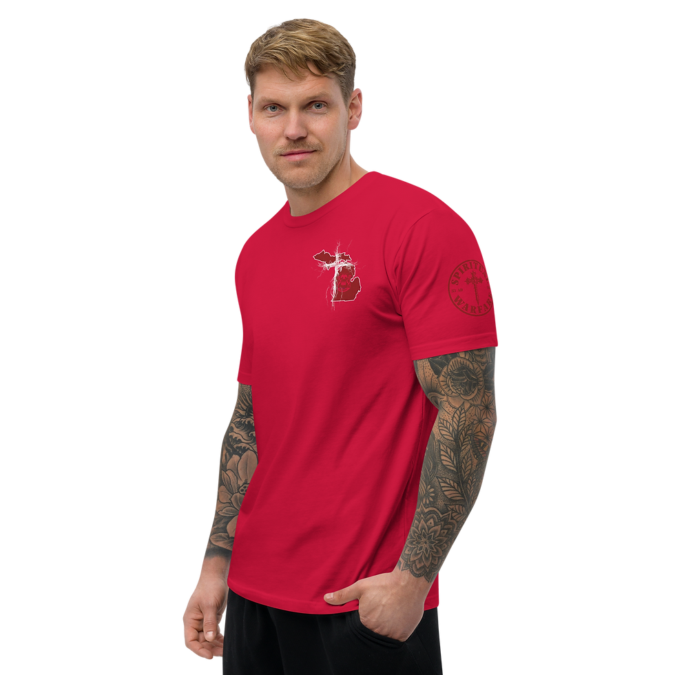 Thumbnail: MICHIGAN STRONG THROUGH CHRIST Fitted T-shirt