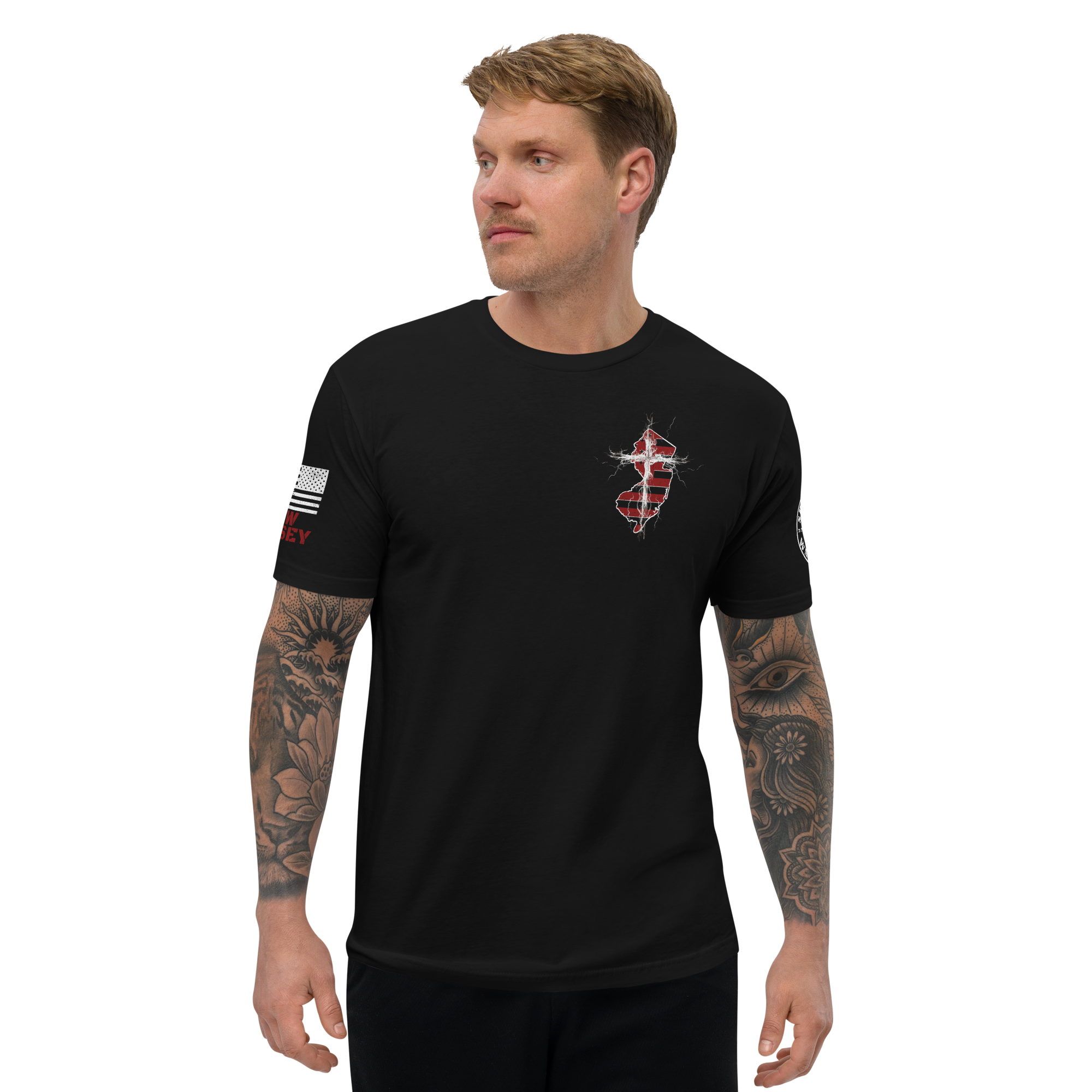 NEW JERSEY STRONG THROUGH CHRIST Fitted T-shirt